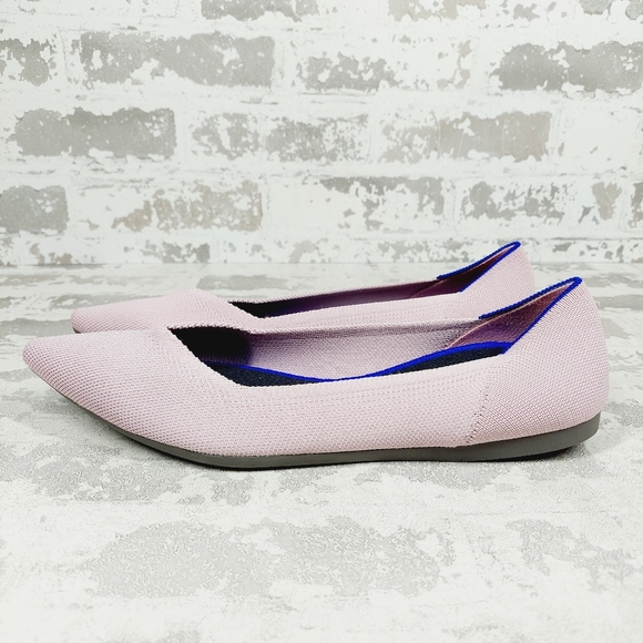New Rothy's The Flat Pink Knit Pointy Toe Slip On Loafers W96
